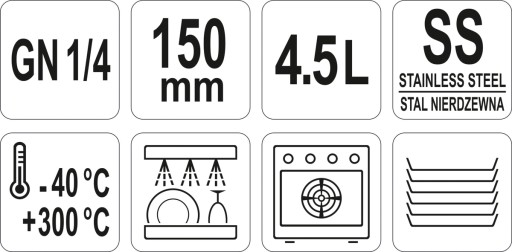 ГАСТРОНОМИЧЕСКИЙ КОНТЕЙНЕР YATO GN 1/4 150 ММ 4,5 Л