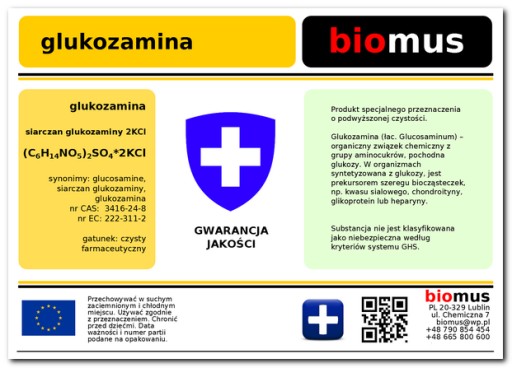 Glukozamina w proszku Siarczan glukozaminy Gat. czysty 100g