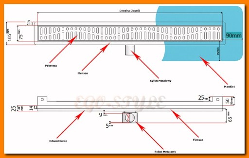 KESMET DRAIN Линейный 110 см Настенный 10 дизайнов