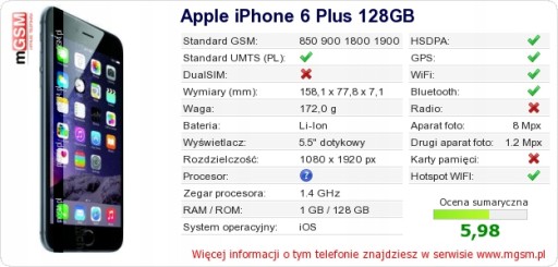 IPHONE 6 PLUS 128 ГБ СЕРЕБРЯНЫЙ