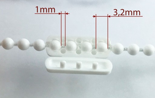 Соединитель цепи для рулонных штор, шарик 3,2 мм, белый