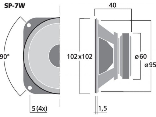 MONACOR SP-7W Uniwersalny głośnik 7W 8ohm