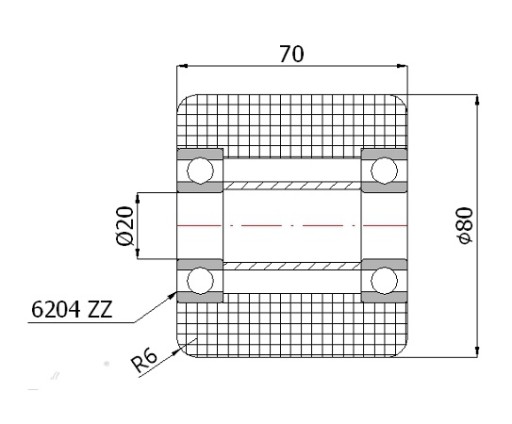 РОЛИК 70 мм ДЛЯ ТЕЛЕЖКИ 80x70