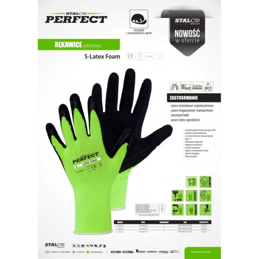 STALCO Rękawice poliestrowe S-Latex foam 9