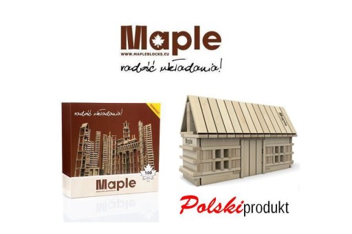 DREWNIANE KLOCKI MAPLE EDUKACYJNE PUDEŁKO 100 SZT.