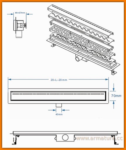 CLASSIC LINEAR DRAIN 80 см дренаж SANITLINE