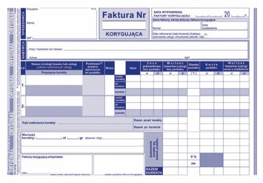 Druk FAKTURA KORYGUJĄCA 107-3E A5 Dr48