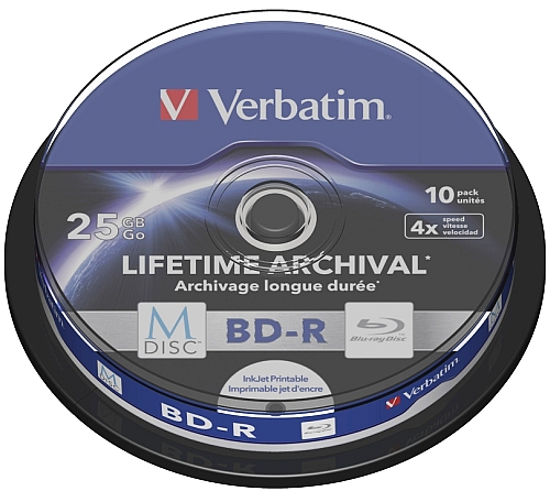 Verbatim M-Disc BD-R 25 ГБ Архивная CB, 10 шт. Печать