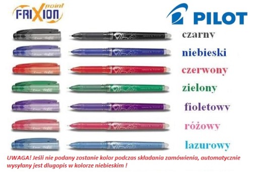 PILOT FRIXION POINT 0,5 стираемая подводка, 7 цветов