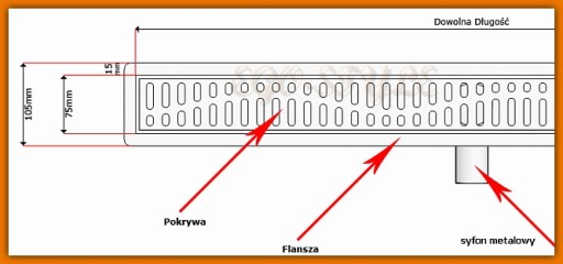 KESMET ODPŁYW Liniowy 120 cm Syfon STAL 10 Wzorów