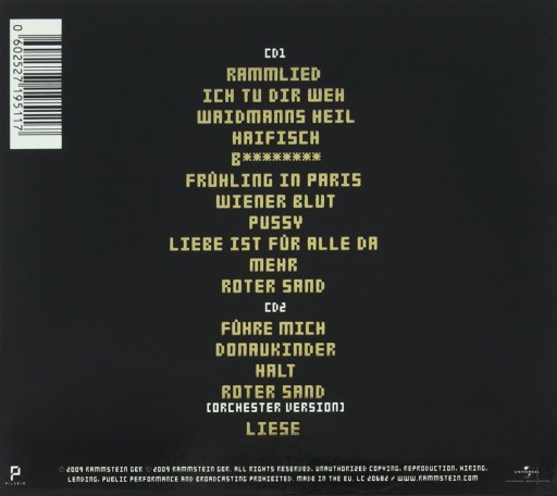 RAMMSTEIN LIEBE IST FUR ALLE DE - 2 CD LIMITED +