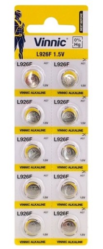 10x AG7 ЩЕЛОЧНАЯ БАТАРЕЯ VINNIC L926F AG7