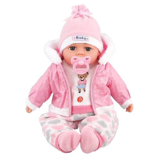 RÓŻOWA lalka BABY bobas BORN mówi ŚPIEWA po polsku MISIE smoczek KURTKA nr6