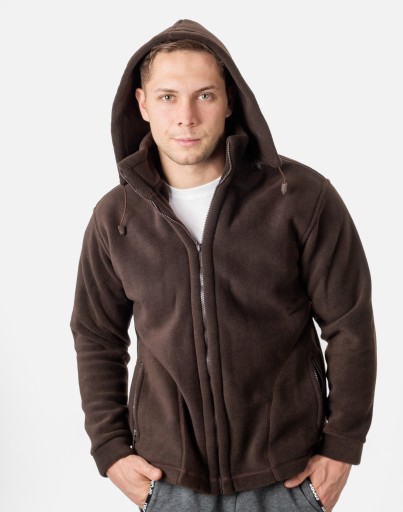 Теплая мужская флисовая толстовка с капюшоном Men's Fleece MAX01 3XL коричневая