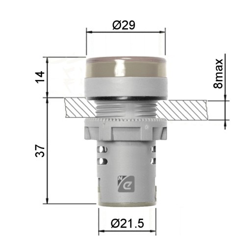 Kontrolka LED niebieska 220V 230V AC 22mm czytelna mocna