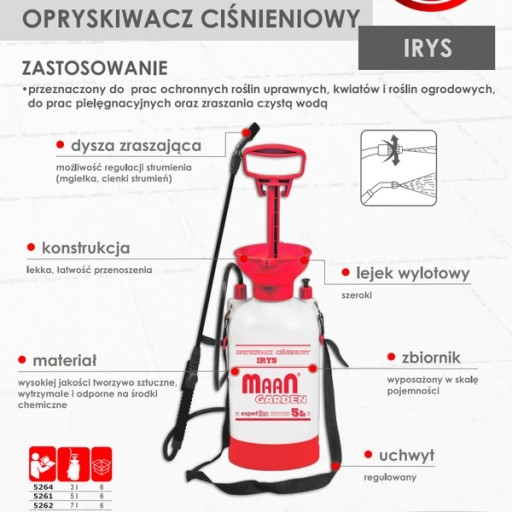 MAAN IRYS Opryskiwacz ciśnieniowy z lancą, 5l