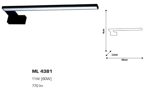 Настенный светильник SHINE 11Вт LED 45см черный ML4381 Milagro