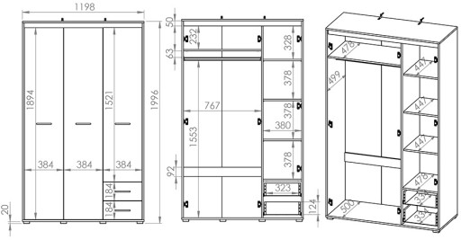 AVO 01 3D ШКАФ SONOMA СВЕТЛЫЙ АНТРАЦИТОВЫЙ ML