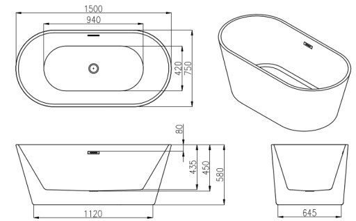 MEXEN FLAVIA ОТДЕЛЬНОСТОЯЩАЯ ВАННА 150 x 75 + АККУМУЛЯТОРНАЯ БАТАРЕЯ