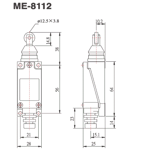 Концевой выключатель ME-8112 Концевой выключатель с металлическим роликом