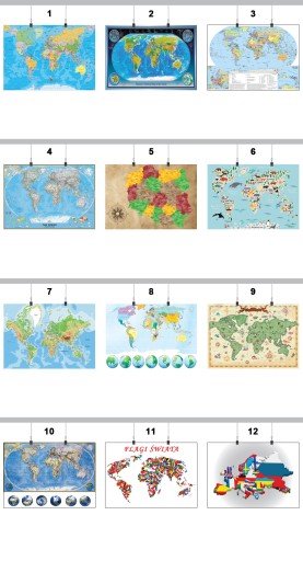 ПОСТЕР КАРТА МИРА ПОЛЬША 50x70 СМ, 14 МАТОВЫХ ДИЗАЙНОВ