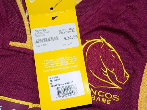 Мужская футболка для регби NRL Brisbane Broncos S новая