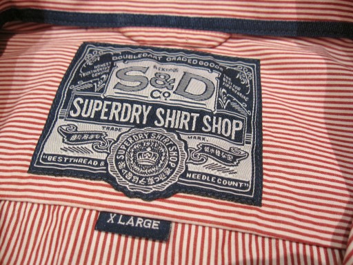 Рубашка SUPERDRY в красную полоску, хлопок *XL