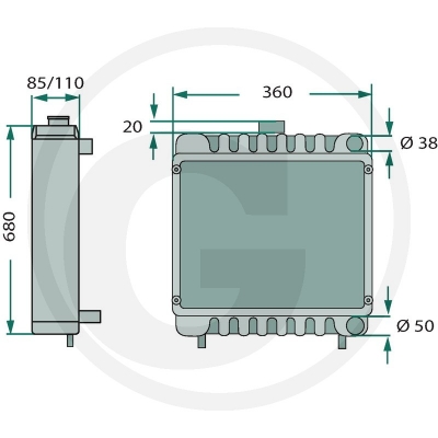 Охладитель воды John Deere 1630 1830 2030 2130 2440