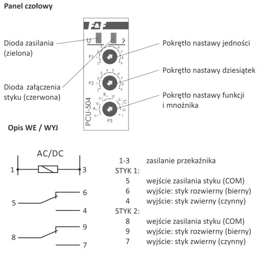 PRZEKAŹNIK CZASOWY 2P 2x4A AC/DC F&F PCU504UNI