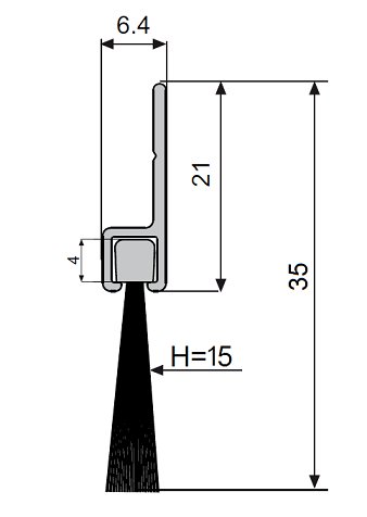 ЩЕТКА ДЛЯ УПЛОТНЕНИЯ ДВЕРЕЙ PROFIX H=15мм L=2м