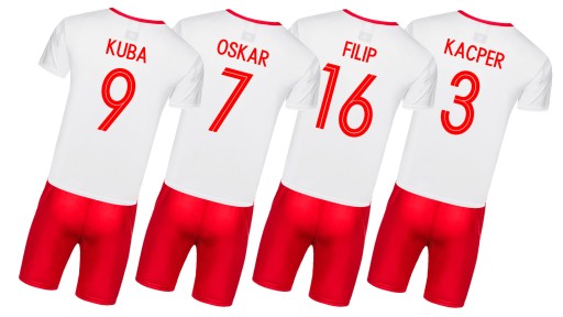 Strój piłkarski POLSKA TWÓJ NADRUK rozm 98 cm