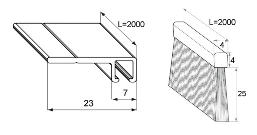 Уплотнитель дверной щетки PROFIX H=25мм L=2м