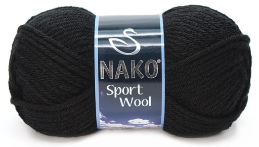 Пряжа NAKO SPORT WOOL 100г/120м шерсть 217 черная