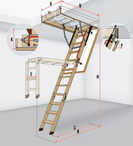 ЧЕРДАЧНАЯ ЛЕСТНИЦА FAKRO LWK 60x94 НА ТЕРМО ЧЕРДАК