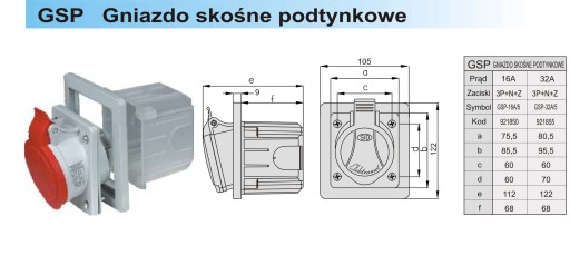 Розетка стационарная скрытого монтажа 5П 16А IP44 921850 16/5