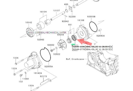 УПЛОТНЕНИЕ ВОДЯНОГО НАСОСА Kawasaki дюймы 11x28.55x5 BE4107E