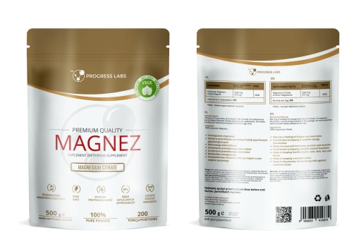 Magnez w Proszku Cytrynian Magnezu 0,5Kg Dla Wegan