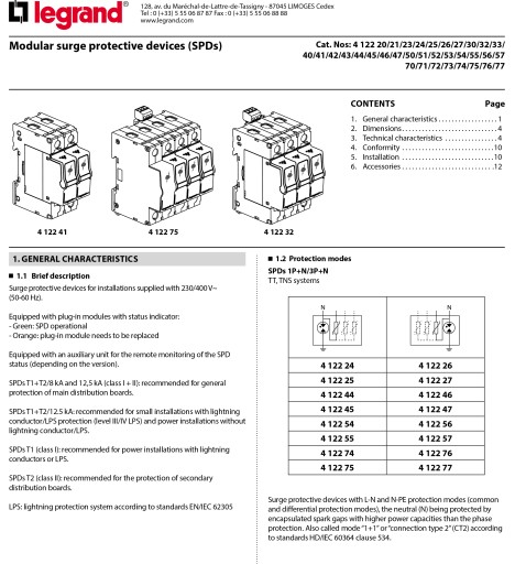 Ogranicznik przepięć T1 T2 8/50 4P Legrand 412253