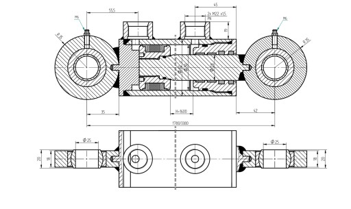 ГИДРАВЛИЧЕСКИЙ ЦИЛИНДР 50x28 ХОД 1600 РАЗБРАСЫВАТЕЛЬ