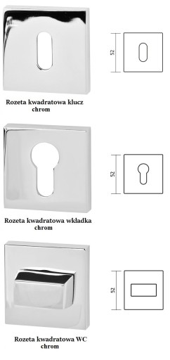 Rozeta kwadratowa blokada łazienkowa chrom VDS