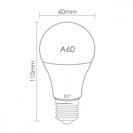 СВЕТОДИОДНАЯ ЛАМПА A60 E27 230В 12Вт = 75ВТ ТЕПЛАЯ 3000К