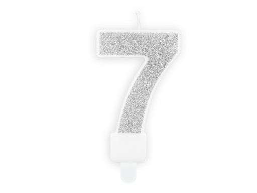 Świeczka urodzinowa Cyferka 7 srebrna