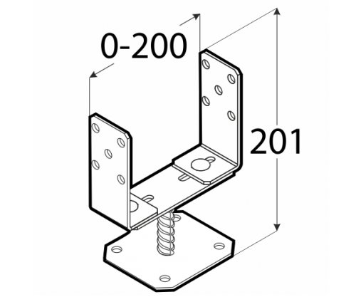 PSRT_R65 РЕГУЛИРУЕМОЕ ОСНОВАНИЕ СТОЙКИ, ВИНТОВОЕ 60-200x131x4,0