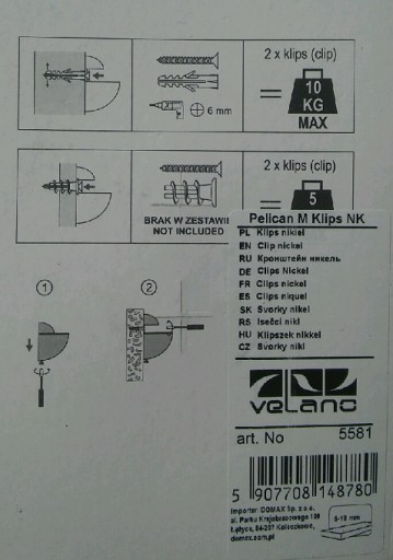 Кронштейн-держатель полки Pelican clip, никель М, 2 шт.