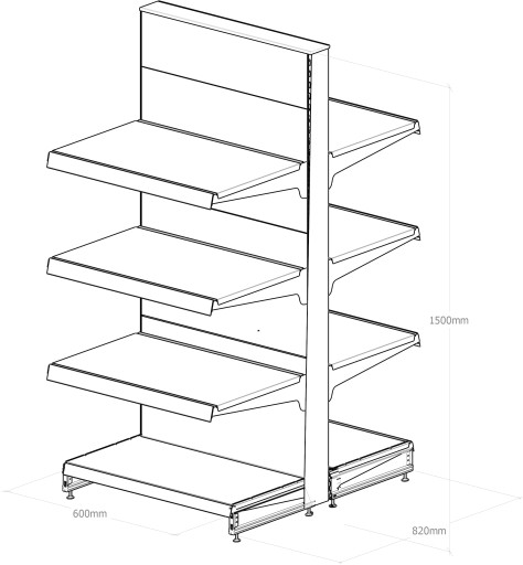 MAGO SHOP SHELF, металлическая гондола, 150/60/82