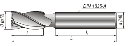 ЦИЛИНДРИЧЕСКАЯ КОНЦЕВАЯ ФРЕЗА 8 DIN844 8 мм 4-ЛЕПОСТНЫЕ ФРЕЗЫ