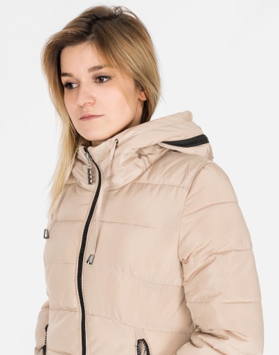 Теплая женская зимняя куртка Parka 8511, XL, бежевый