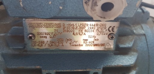 Двигатель Siemens 1LP5079 0,75 кВт, шестерня № 319