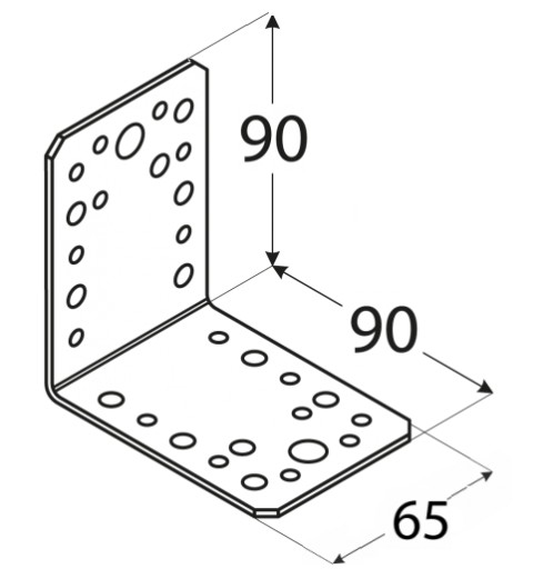 KL4 УГОЛ СТОЛЯРНЫЙ СОЕДИНИТЕЛЬНЫЙ 90x90x65 10 шт.