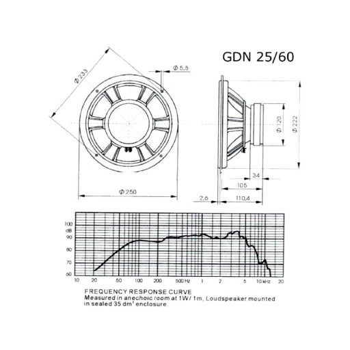 Динамик Tonsil GDN 25/60 8 Ом Оригинал, черный